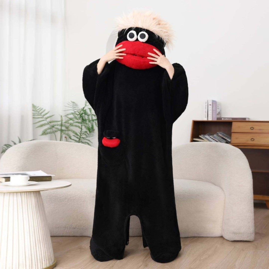 Thickened Couple Onesie Sleepwear Winter Cartoon Coral Fleece Monster Pajamas
