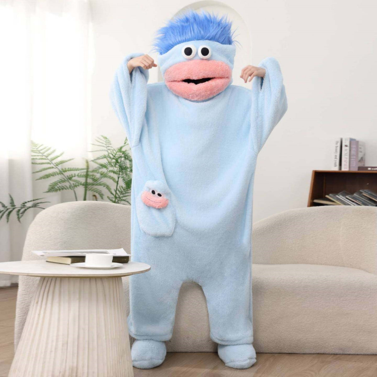 Thickened Couple Onesie Sleepwear Winter Cartoon Coral Fleece Monster Pajamas