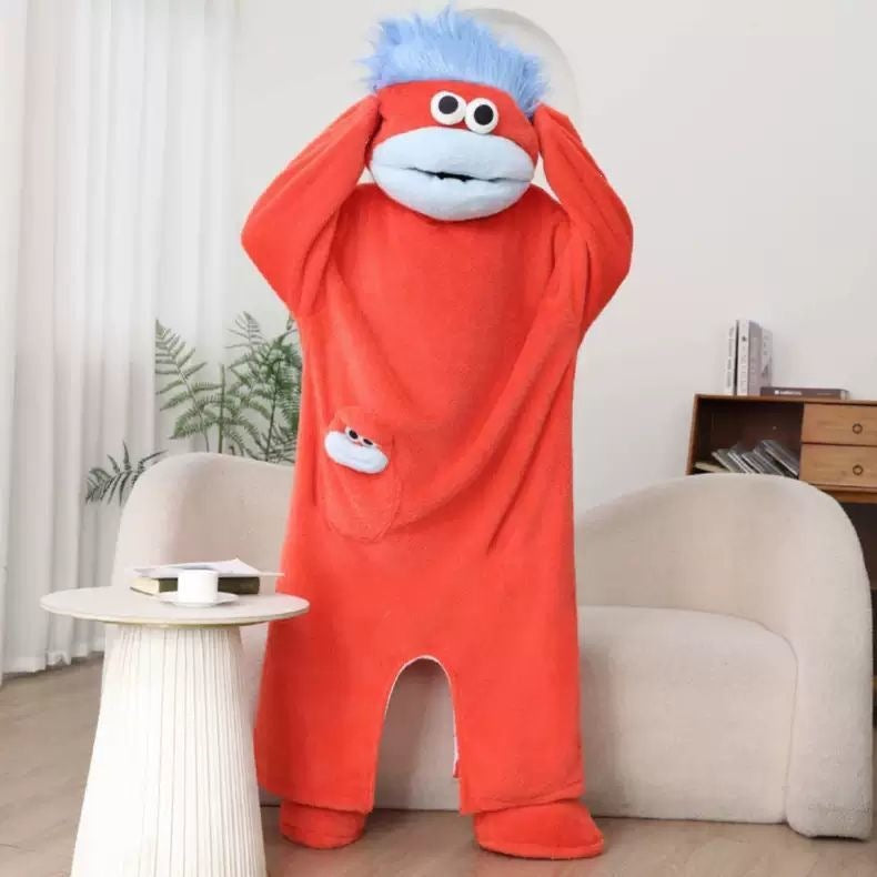 Thickened Couple Onesie Sleepwear Winter Cartoon Coral Fleece Monster Pajamas