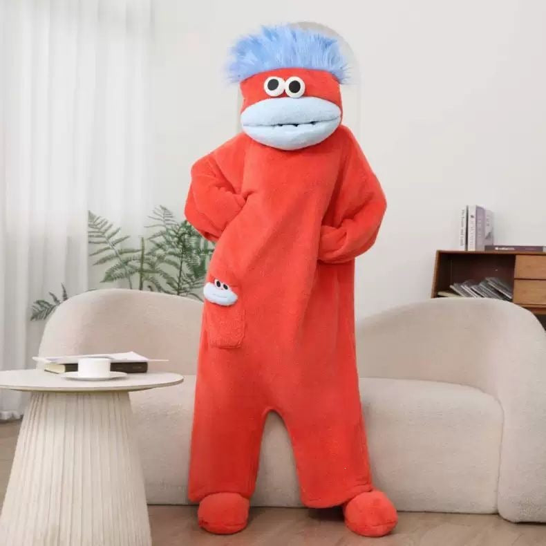 Thickened Couple Onesie Sleepwear Winter Cartoon Coral Fleece Monster Pajamas